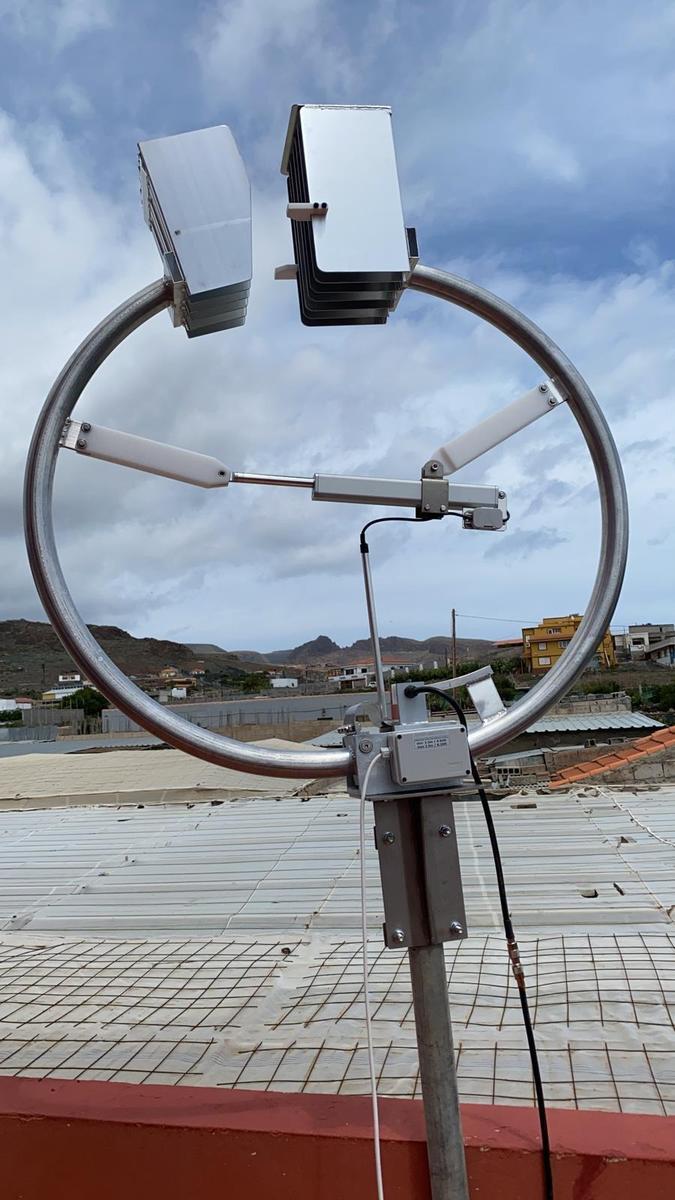 Antena loop magnética de EA8AO en la azotea